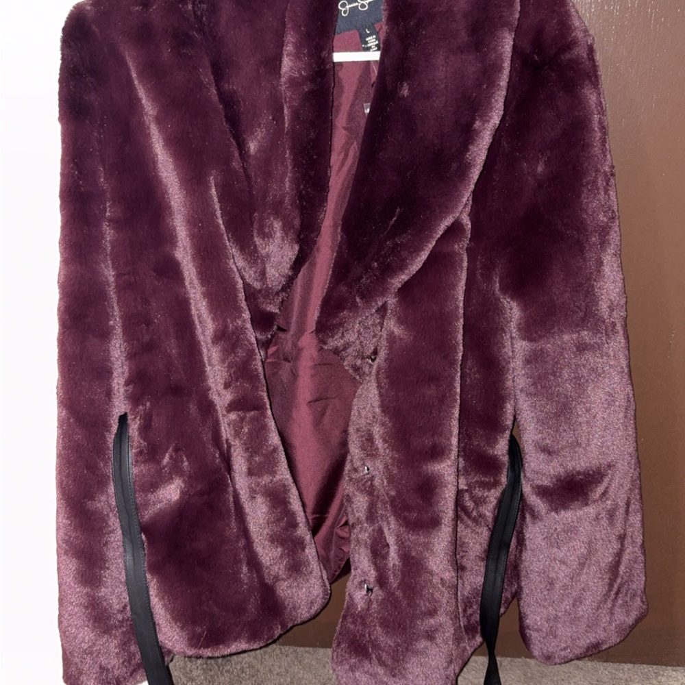 Jessica Simpson Plush Burgundy Teddy Jacket